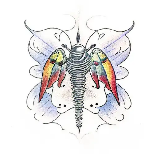 bullet with butterfly wings tattoo design idea