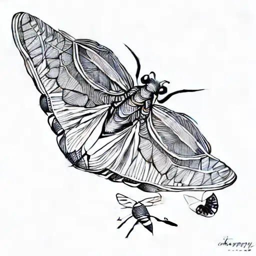 a moth on a leaf tattoo design idea