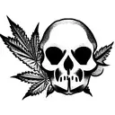 weed leaf skull  tattoo design idea