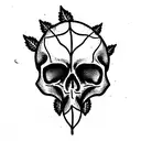 weed leaf skull  tattoo design idea