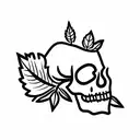 weed leaf skull  tattoo design idea