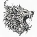 fenrir with chains tattoo design idea