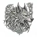 fenrir with chains tattoo design idea