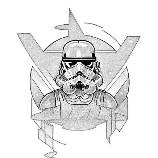 starwars, tarot card, 4 family members, black and white. tattoo design idea