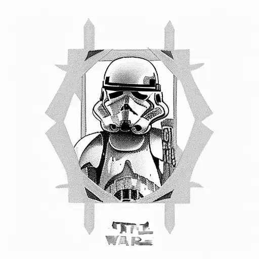 starwars, tarot card, 4 family members, black and white. tattoo design idea