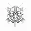 A cyberpunk-inspired design featuring a futuristic interpretation of a Star Wars spaceship tattoo design idea