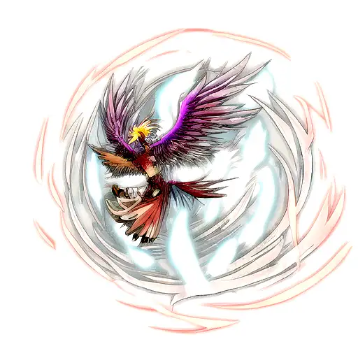A mystical phoenix rising from the ashes tattoo design idea