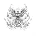 A mystical phoenix rising from the ashes tattoo design idea