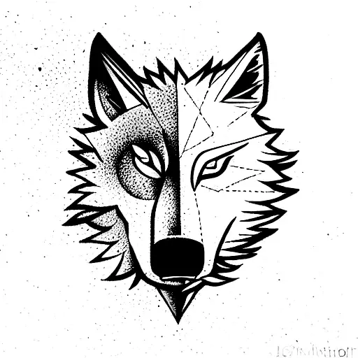 angry wolf and a crow tattoo design idea