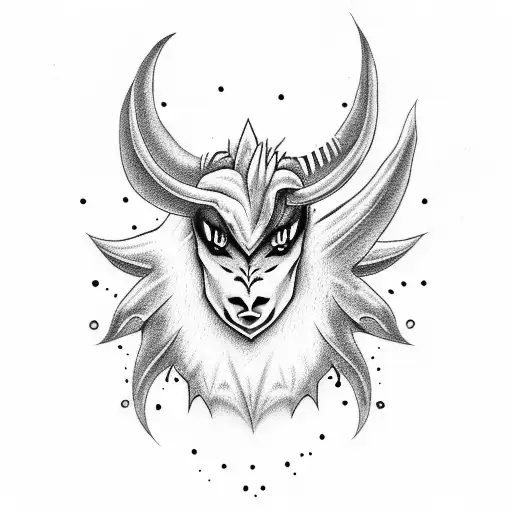Moon fase whit a Absol tattoo design idea