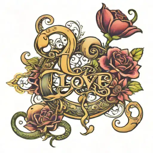 T with infinity love combine with N , R and L O B tattoo design idea