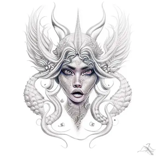 siren glitter  tattoo design idea