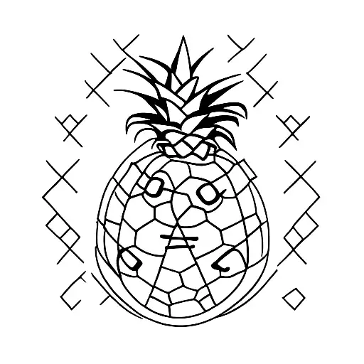 football with pineapple tattoo design idea