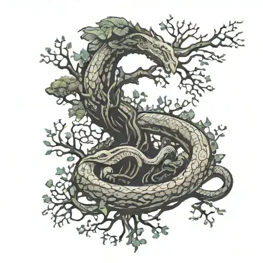 jormungandr and yggdrasil tree tattoo tattoo design idea