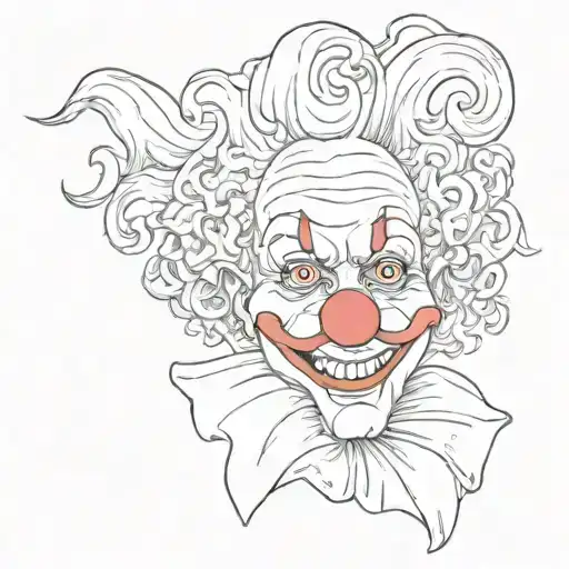 curly clown with a clown nose, the sketch should be in a cartoon, only face tattoo design idea