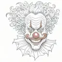 curly clown with a clown nose, the sketch should be in a cartoon, only face tattoo design idea