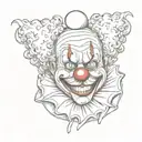 curly clown with a clown nose, the sketch should be in a cartoon, only face tattoo design idea