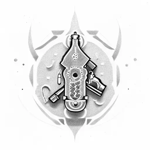 Pistol with pills tattoo design idea