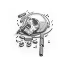 Pistol with pills tattoo design idea