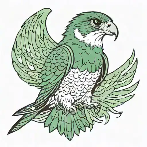 Peregrine Falcon wearing a green cloak  tattoo design idea