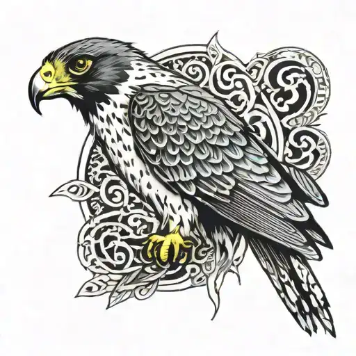 Peregrine Falcon wearing a Lord of the rings elvish cloak  tattoo design idea