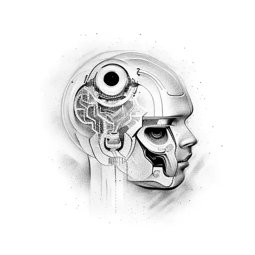 Create a tattoo inspired by the ideas and symbols of artificial intelligence (AI) and advanced technology. The tattoo sh tattoo design idea