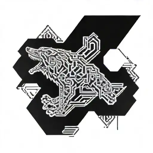 Wolf, techno, undertaker tattoo design idea