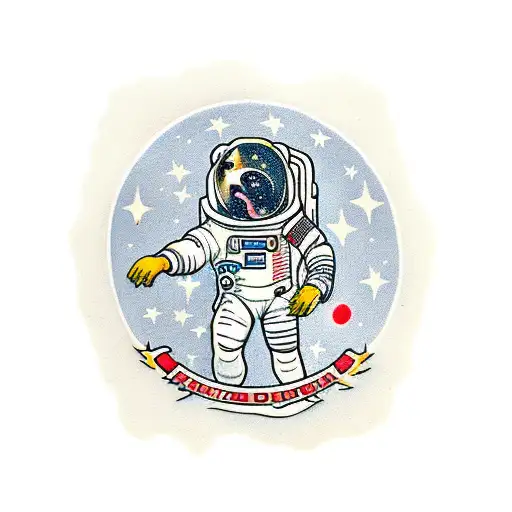 astronaut + dog tattoo design idea