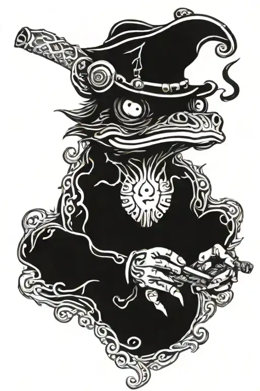 Viking frog smoking tattoo design idea