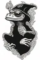 Viking frog smoking tattoo design idea