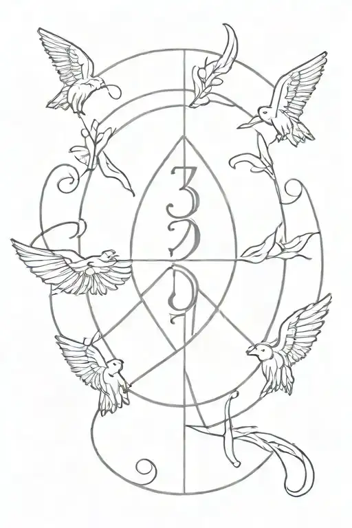 333 angel number vertical tattoo design idea