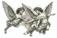2 angels flying tattoo design idea