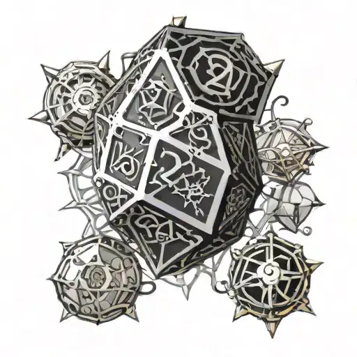 steampunk d20 dice tattoo design idea