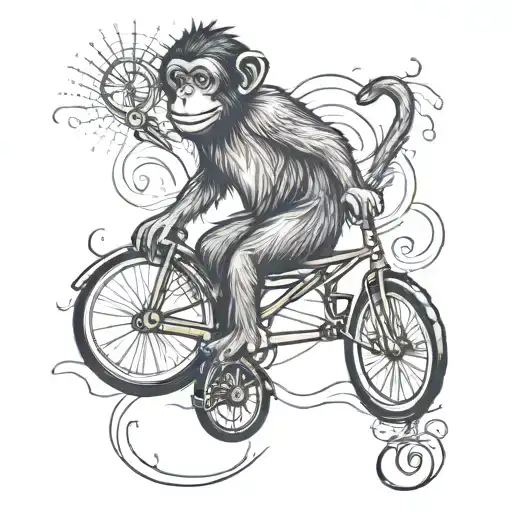 monkey on a unicycle  tattoo design idea