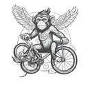 monkey on a unicycle  tattoo design idea