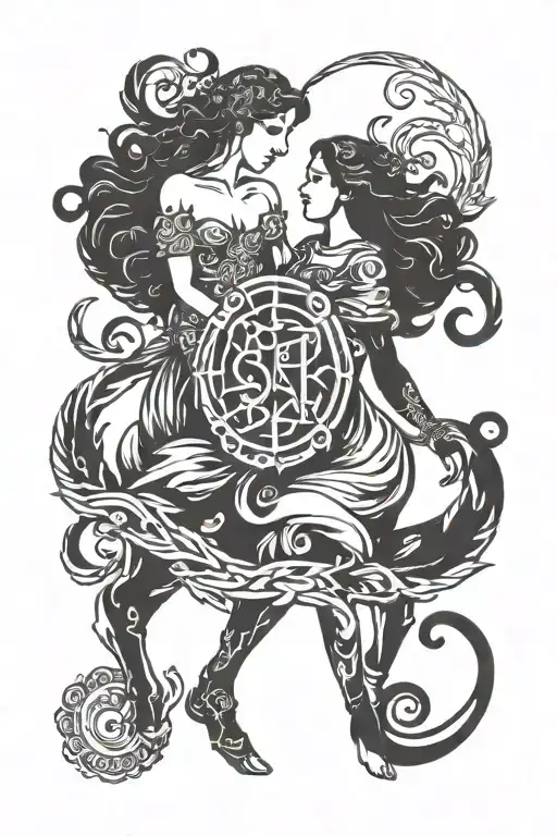 S and virgo zodiac sign tattoo design idea