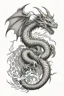 dragon and lightning storm tattoo design idea