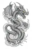 dragon and lightning storm tattoo design idea