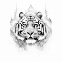 women face Warrior Tiger head  tattoo design idea