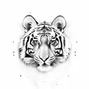 women face Warrior Tiger head  tattoo design idea