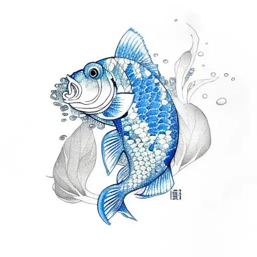 Blue Koi fish tattoo design idea