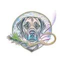 Honey Bee pine tree chocolate Labrador retriever  tattoo design idea