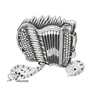 An accordion with musical notes flowing out of it tattoo design idea