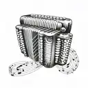 An accordion with musical notes flowing out of it tattoo design idea