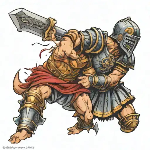 Gladiator in Colosseum surrounded tattoo design idea