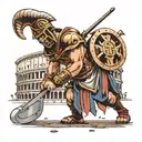 Gladiator in Colosseum surrounded tattoo design idea