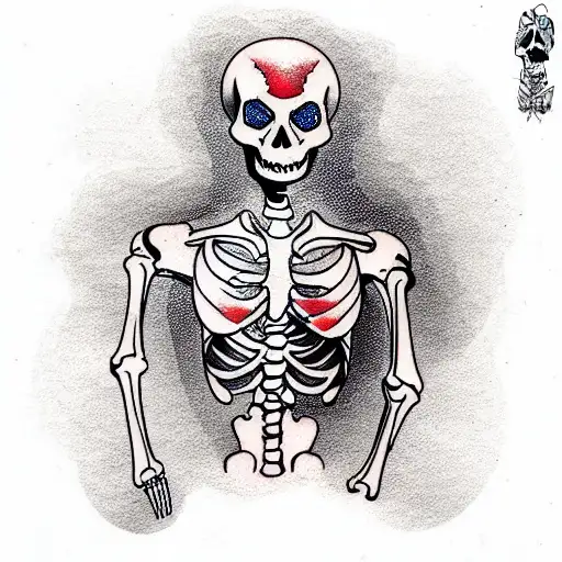 Skeleton with muscles tattoo design idea
