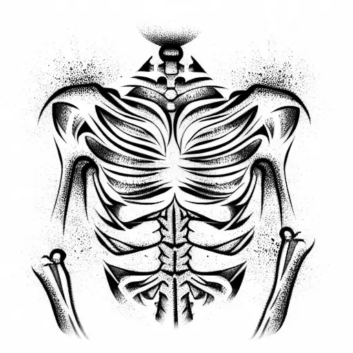 Skeleton with muscles tattoo design idea