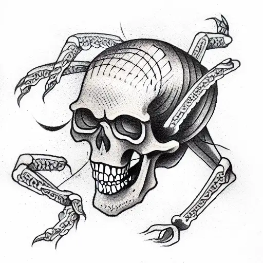 Skeleton with muscles tattoo design idea