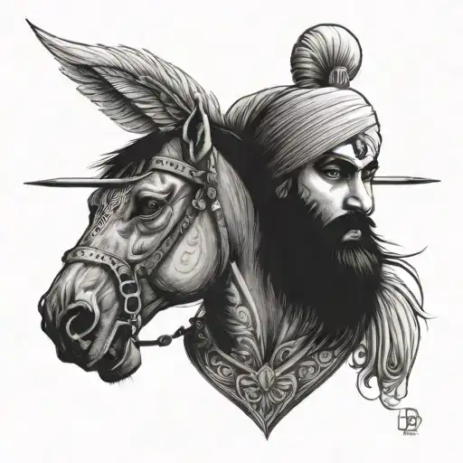 sikh warrior wielding tattoo design idea